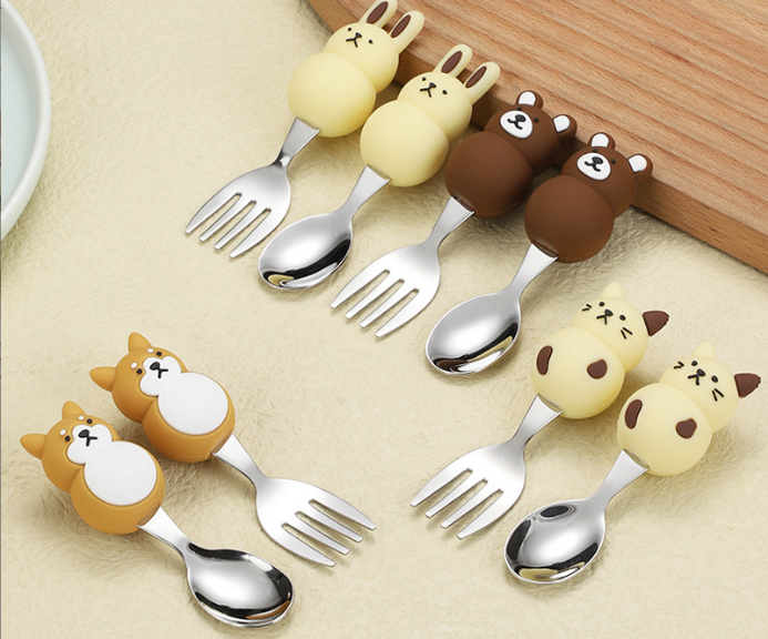 kids silicone suction bowls with lid and spoon